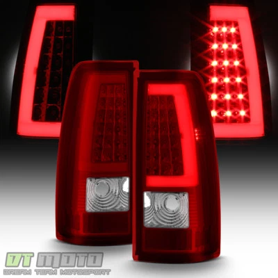 1999-2006 GMC Sierra 1500 99-02 Chevy Siverado Red LED Tube Tail Lights Lamps - Image 1 of 4
