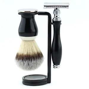 Kit de salón en casa de afeitado húmedo de 3 piezas - conjunto de regalo negro de lujo para hombre - Imagen 1 de 3