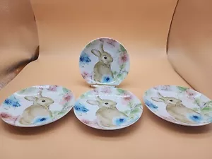 4 Bastia 222 Fifth Spring Easter Bunny Rabbit Plates 6 3/8” Appetizer Dessert - Picture 1 of 8