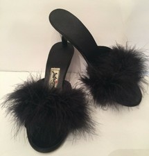 black marabou slippers