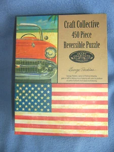 GIFT 450pc COLLECTOR PUZZLE vintage CAR reversible USA FLAG decorative BOX NEW - Picture 1 of 10