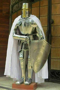 Medieval Sword Knight Suit Of Armour Templar Combat Full Body Shield Halloween - Picture 1 of 3