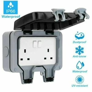 Waterproof Outdoor 13A 2Gang Storm Switched Socket Double IP66 Outside Use - Picture 1 of 11