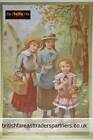 ANTIQUE VICTORIAN GILT YOUNG GIRLS / LADIES in TRADITIONAL DRESS ART PRINT CARD
