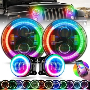 Kit combinado de faros antiniebla LED Chasing RGB 7"" para Jeep Wrangler JK JKU 07+ - Imagen 1 de 12
