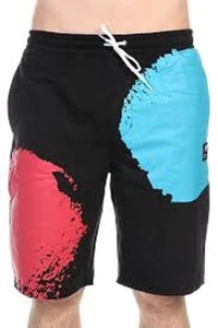 New Men's Neff Deiter Cut Off Swetz Shorts Black Red Blue  Large L - Picture 1 of 1