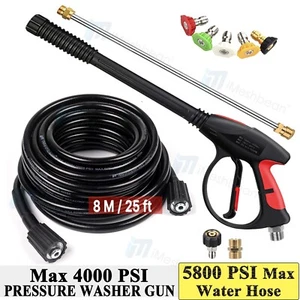 High Pressure 4000PSI Car Power Washer Gun Spray Wand Lance Nozzle Hose 3/8"&M22 - Picture 1 of 16