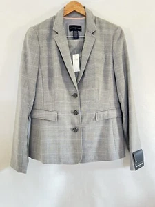 Banana Republic Blazer Womens Sz 10 Gray Plaid New Career Work Dress Formal $149 - Picture 1 of 9