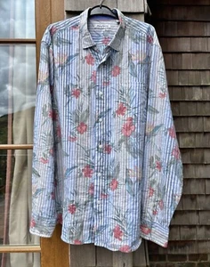 Tommy Bahama Hawaiian Long Sleeve Shirt Mens Hibiscus Print Size XL Tall - Picture 1 of 7