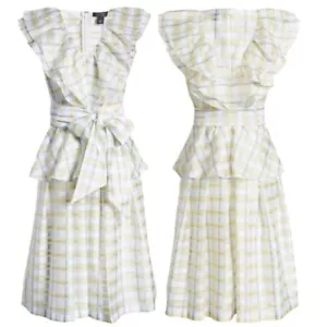 Halogen x Atlantic Pacific Bow Plaid Ruffle Dress M - Picture 1 of 12