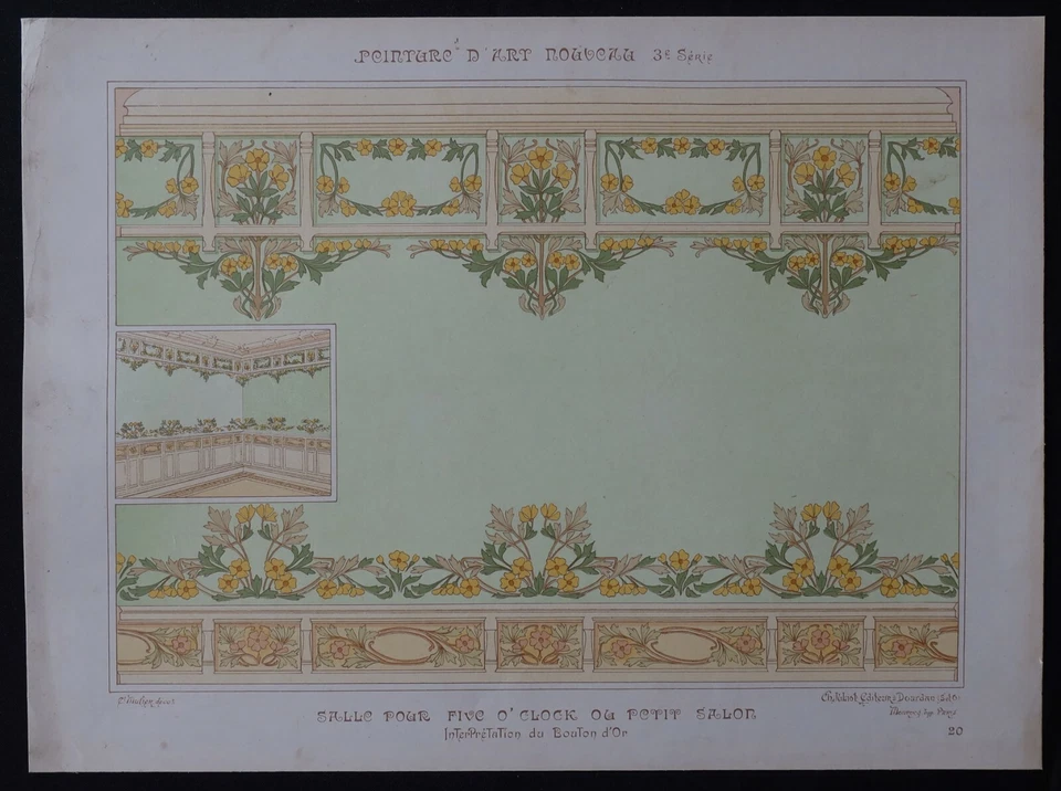 PEINTURE D' ART NOUVEAU Mulier 20 / Bouton d'or Jugendstil 1900 no Mucha  - Photo 1/1