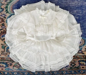 Vintage Girls 6 7 80s White Party Dress Lace Ruffles Cupcake Communion VGUC - Picture 1 of 11