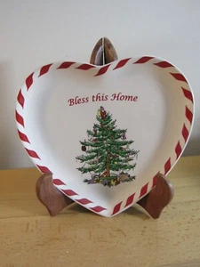 Spode Christmas Tree Bless This Home Pfefferminz Herz Teller 7,5" selten - Bild 1 von 6