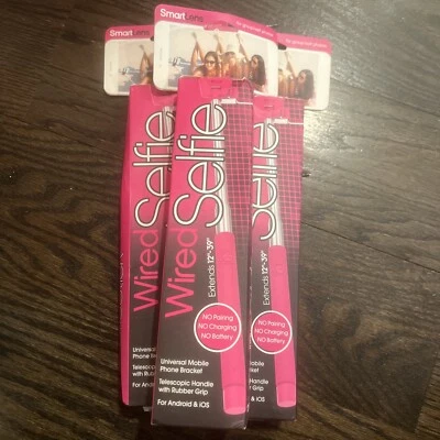 Lote de 3 lentes inteligentes con cable TZUMI SELFIE Stick 39" ROSA grupo/autoimágenes Foto 1 de 3