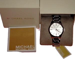 MICHAEL KORS Women's Mini Bailey Silver Tone Stainless Steel Watch 34mm MK3614W - Picture 1 of 8