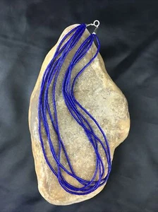 Lapis Stabilized Heishi 5 Strand Southwestern Sterling Silver Necklace 17” 10260 - Picture 1 of 12