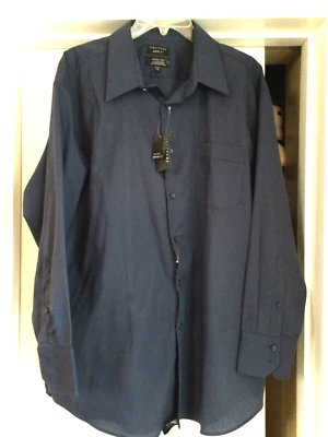 Structure Men Dress Shirt Modern Fit Navy Blue Pinstripe LS Medium Button Down - Image 1 of 4