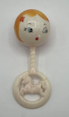 Payaso Sonajero Bebé Vintage Los Primeros Años 1976 Rojo Blanco Azul Bebé Juguete Cara Roja Foto 1 de 4