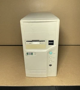 VINTAGE LOADED WINDOWS 98 DOS GAMING COMPUTER SY-5EHM PONY CASE CD 5.25 ZIP AMD - Picture 1 of 9
