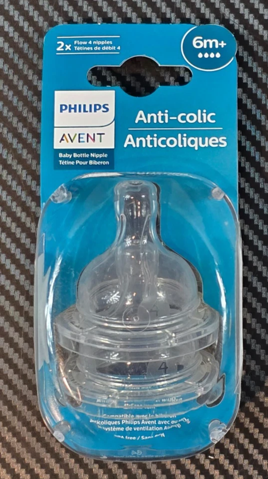 Biberón anticólicos Philips Avent 4 pezones de flujo paquete de 2, 6 meses+ Foto 1 de 4