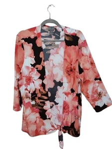 Additions by Chico's pfirsichschwarz Blumen Stretch Cardigan Top mit Taillenband 3/XL-16 - Bild 1 von 5