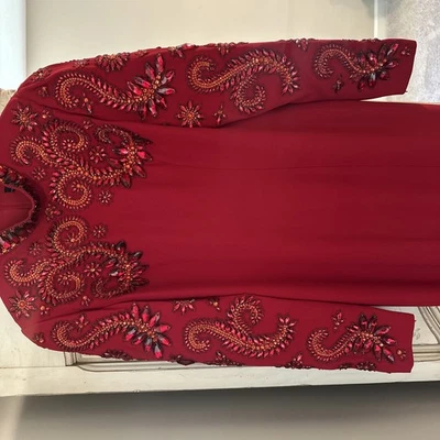 ANDREW GN CRYSTAL RED GOWN DRESS 40 - Image 1 of 4