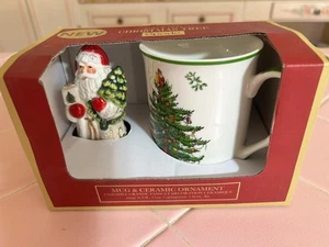 Spode Christmas Tree Holiday Mug and Ceramic Santa Claus Ornament Set NEW - Picture 1 of 5