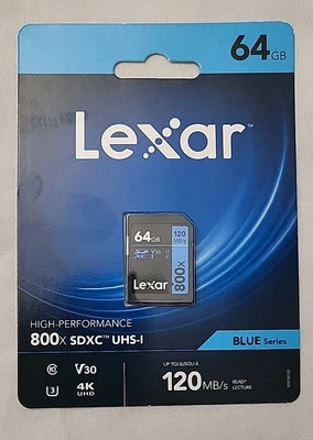 Blue Series High-Performance 800x 64GB UHS-I SDXC Memory Card - Image 1 of 2