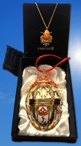 Fabergé Imperial Christmas Egg Ornament Exclusive w/ Necklace & Orig Gift Box - Picture 1 of 13