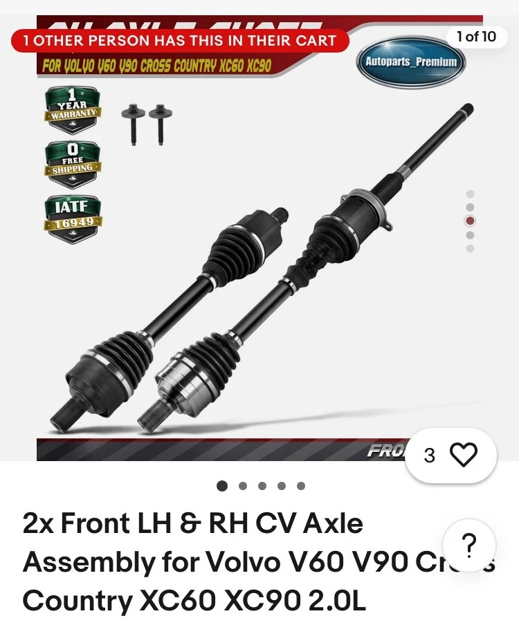 2x Conjunto de eje delantero derecho y derecho CV para Volvo V60 V90 Cross Country XC60 XC90 2,0 L Foto 1 de 4