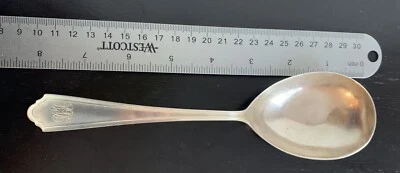 Cuchara de sopa vintage de plata de ley 925 de Watson Co con monograma 61 gr Foto 1 de 4