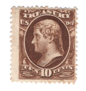 1873 US Official Treasury Department SC O77 10c Hamilton, Brown - CBN MNG Fine - Picture 1 of 3