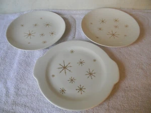 VTG 3 Pc Lot Royal China Star Glow Atomic Mid Century Modern Plates & Cake Plate - Picture 1 of 10