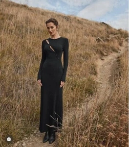 KOOKAI Emmett Merino Wool Black Winter Long Sleeve Midi Dress NWT RP$230 Sz 10AU - Picture 1 of 10