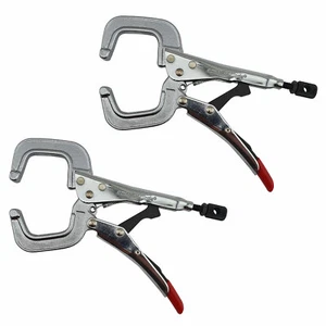 2 x Strong Hand Locking C-Clamp Pliers 165mm Long with Round Ends - 46mm Depth - Bild 1 von 10