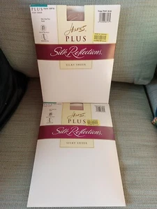 Lot Of 2 Hanes Silk Reflections Plus Control Top Nylon Pantyhose 00P16 Nude - Picture 1 of 6