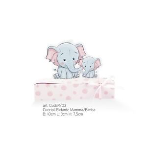 Scatola elefantino rosa 20 pezzi 6x4x12,3 cm. compleanno nascita
