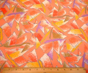 Baumwolle Quilt Stoff 1 1/3 Yard Org gelb lila weiß hellbraun geometrisch hellorange C - Bild 1 von 2