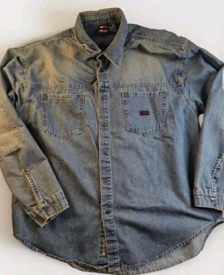 Vintage Bugle Boy Company Snap Button Denim Long Sleeve Shirt Men’s Size XL - Image 1 of 4
