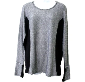 Camiseta activa de manga larga Reebok para mujer talla L gris y negra - Imagen 1 de 3