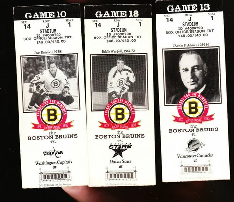 6 LOT BOSTON BRUINS THANKS FOR THE MEMORIES TICKETS GAME 8 10 12 13 17 18 NEELY Cover