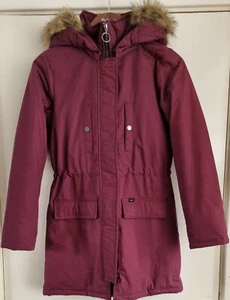 Van's Burgundy Parka With Removable Faux Fur Hood UK Size XS/6 - Picture 1 of 12