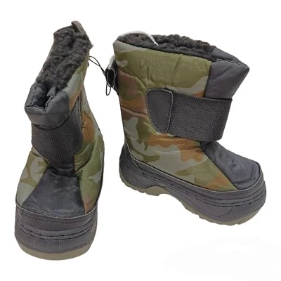 Botas de invierno camufladas verdes para niños/niñas-5 forradas de piel sintética Foto 1 de 4