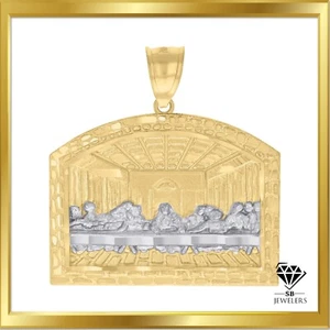 Authentic 10k Two-tone Gold Mens Nugget Last Supper Religious Charm 5.3g Pendant - Picture 1 of 1