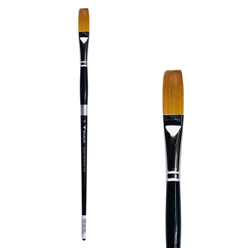 Trekell Golden Taklon Long Handle Artist Brush - Size #16 Flat - Image 1 of 1