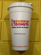 BRAND NEW! Dunkin' Donuts Coffee Cup White Plastic Tumbler With Lid 2015