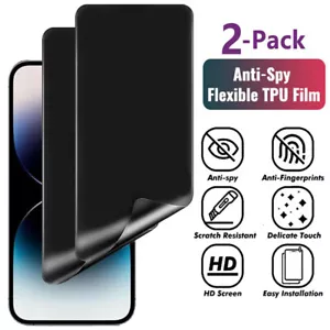 2-Pack Privacy Hydrogel Screen Protector For iPhone 16/16 Pro Max 15 14 13 12 11 - Picture 1 of 8