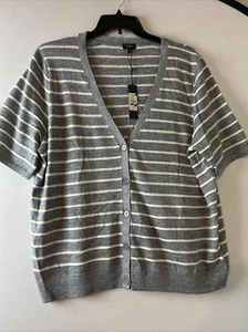 TALBOTS STRIPED BUTTON DOWN KNIT TOP SHORT SLEEVES BRIGHT SIZE 3X - Picture 1 of 14