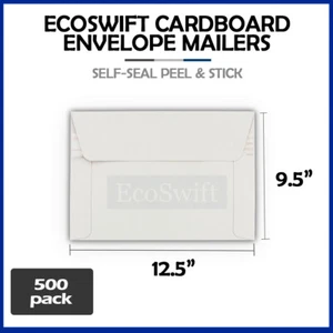 500 - 12.5" x 9.5" EcoSwift White Photo Ship Flats Cardboard Envelope Mailers - Picture 1 of 8