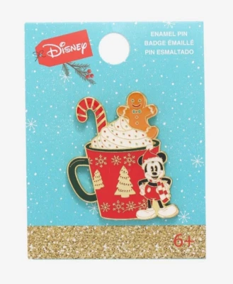Loungefly Disney Mickey Mouse Christmas Peppermint Mocha Coffee Holiday Pin New - Image 1 of 2